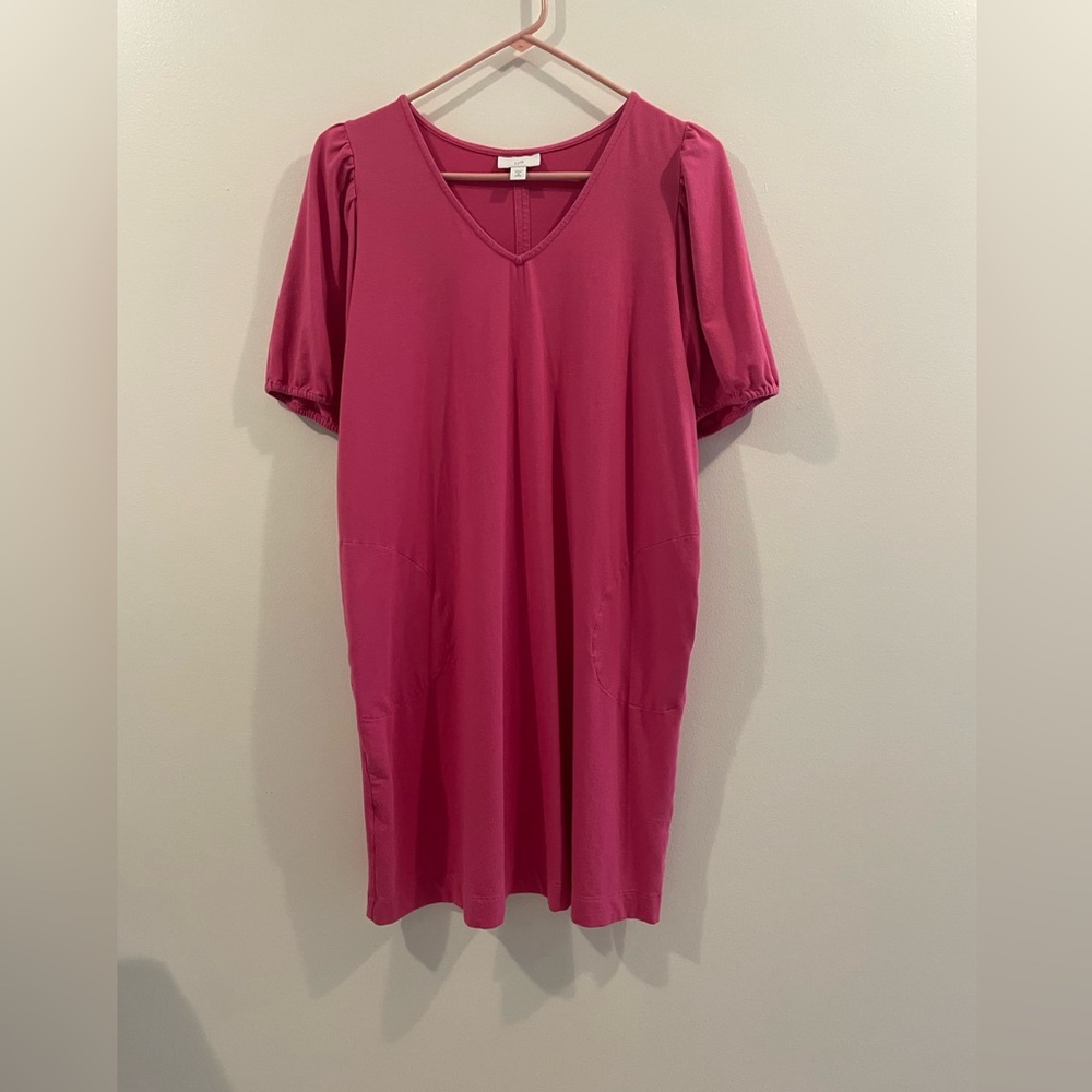 J Jill Petite M Pink Cover-up/House Dress V-Neck Pockets